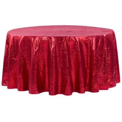 China Durable Custom Rose Gold Polyester Sequin Wedding Round Tablecloth for sale