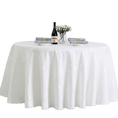 China 120 Inch Durable Hot Sale Wedding Banquet Tablecloth White Round Jacquard Tablecloth for sale