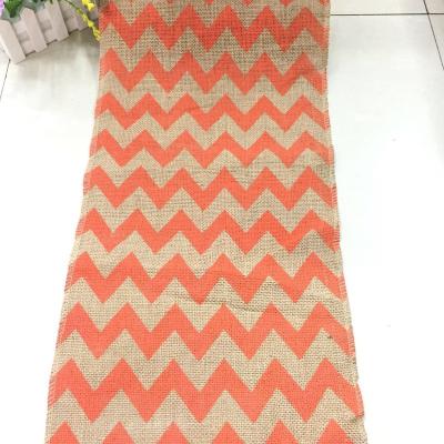 China Wholesale Floral Stripe Jacquard Burlap Table Runner Polyester Wedding Dining Table Runner for sale