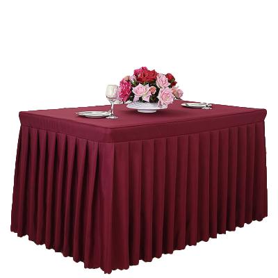 China Fancy Disposable Table Skirt Polyester Fancy Tablecloth Brimming To Wedding Christmas Table Decoration Ruffled Skirt Table Cloth for sale