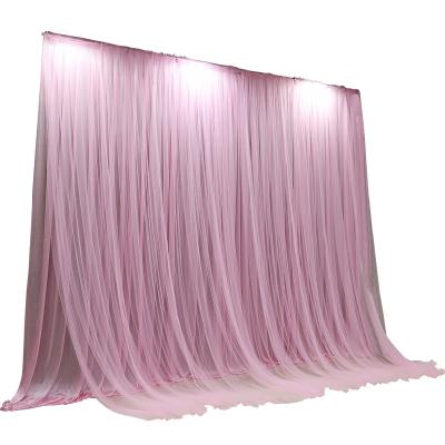 China Polyester New Design Elegant Double Drape White Fabric Curtains Drape Backdrop For Wedding Party Decoration for sale