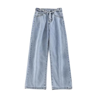 China 2021 Fashionable Custom Vintage Wide Leg Women's Jeans Breathable Loose Waisted Denim Pants High for sale