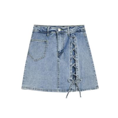 China All-match slim waist skirt denim shorts breathable hot sale one-line student top and adult skirt for women for sale