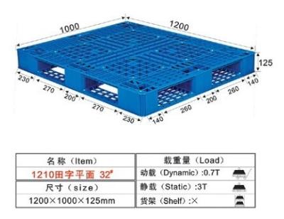 China Packing and Shipping Heavy Duty Plastic Pallets QC3145 1200*1000*125mm for sale