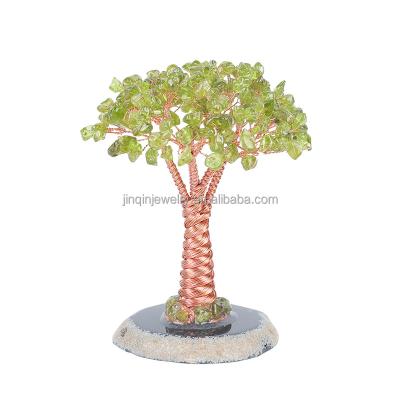 China China Hot Selling High Quality Crystal Tree Peridot Feng Shui Tree Gemstone Natural Agate Pedestal Gift Home Decor for sale