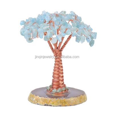 China China Handmade Natural Aquamarine Tree Home Feng Shui Ornaments Christmas Decorative Office Relieves Stress on the Human Body for sale