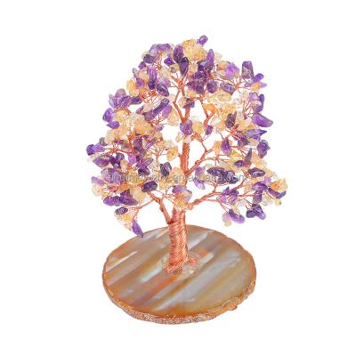 China China Factory direct sales of natural two-color crystal Zhaocai tree ornaments Office home wine cabinet decorations Birthday gifts for sale