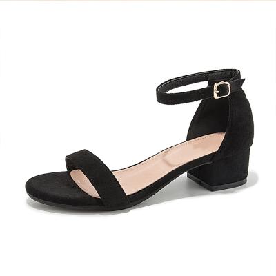 China Cheapest Product Summer Spring Low Waist Buckle Single Strap Fashionable Solid Women's Increasing Heel Shoes for sale