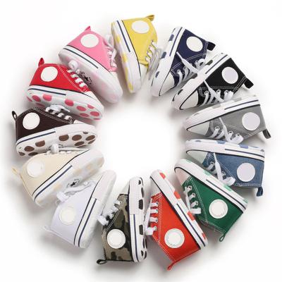 China Best Selling Breathable Soft Comfortable Baby Toddler Baby Shoes Superstarer Unique Classic Canvas Shoes for sale