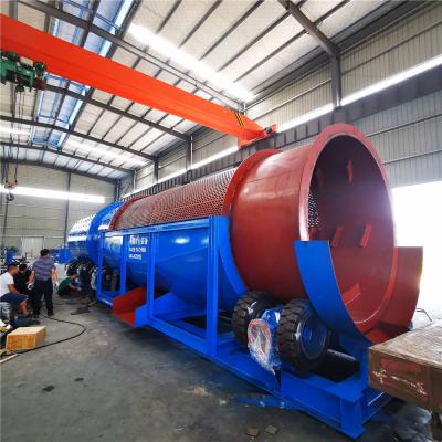 China energy & Wheel Tire Drive Scrubber Gold Trommel Washing Rotary Mining Plant For High Sticky Clay Ore for sale