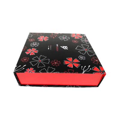 China Recyclable Bespoke Flap Lid Cardboard Sushi Box Custom Black Magnetic Closure Gift Box Foldable Stackable Sushi Packaging Togo Box for sale