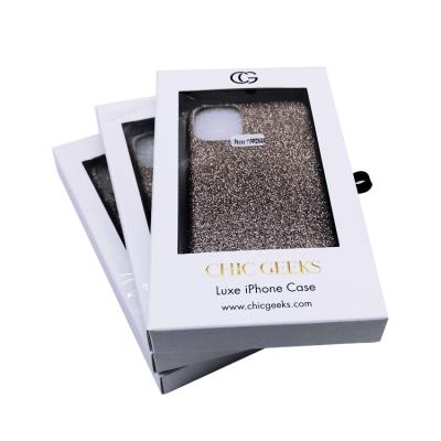 China Custom Printed Recyclable Material Cell Phone Case Packing Boxes Drawer Boxes 350g Cell Phone Case Kraft Paper Recyclable Material Packing Box for sale