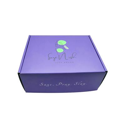 China Custom Silver Wavy Eyelash Hair Wig Packaging Purple Materials Logo Recycled Mailing Box for sale