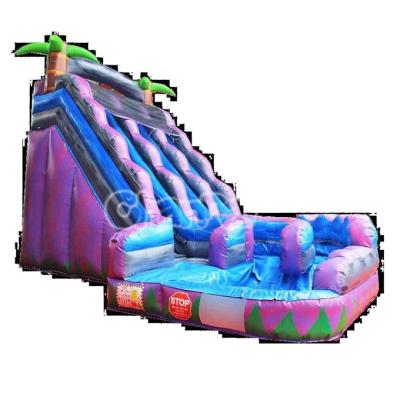 China Outdoor Inflatable Party Pool Water Slides / PVC Slides Palm Tree Water Slides Bouncer Castle Commercial Bouncy Inflatable Pool For Kids for sale