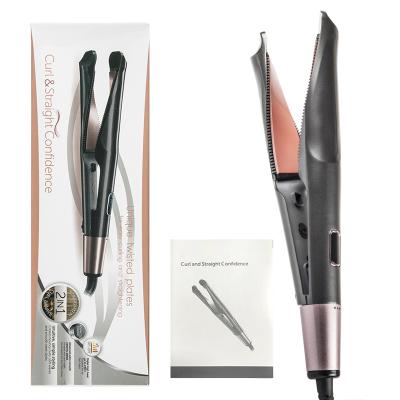 China Fast Shipping Popular Professional 2 In 1 Ceramic Tourmaline With Digital LCD Display Hair Curler StraightenerHot Selling Products for sale