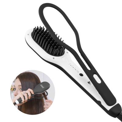 China Easy Use High Quality Battery Operated Negative Ion 2 In 1 Twist Style Hair Bush Hair Straighten Comb for sale