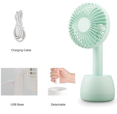 China Hotel 3 Speeds Mini Rechargeable Portable Handle Pocket Rechargeable Fan for sale