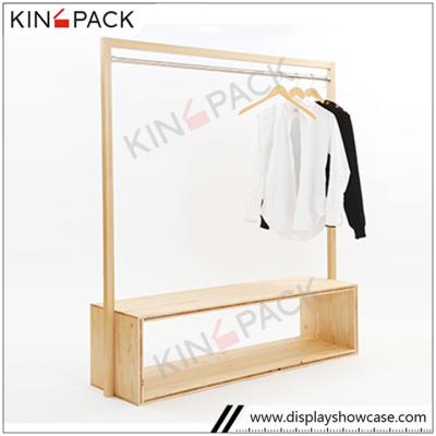 China FC natural wholesales customized natural style wooden cloth rack style fabric display rack fabric display for sale