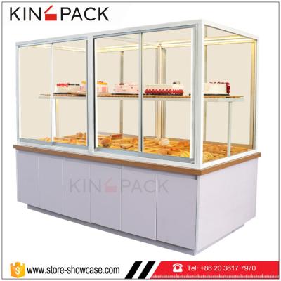 China Modern And Fashion Showcase Bakery Guangzhou Factory Customized Wooden Design For Bread Bakery Shop Display for sale