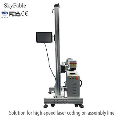 China High Precision Automatic Flying Laser Marking Machine For Food Electronic Metal Consumables Coding for sale