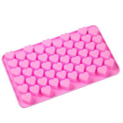 China Hot Sale OEM 55 Cavity Mini Heart Cake Silicone Mold Viable Chocolate Jelly Candy Mold Cake Tools for sale