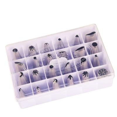 China Sustainable 24Pcs 304 Stainless Steel Decorating Nozzle Set With Plastic Box For Cake Biscuit Baking Tools for sale