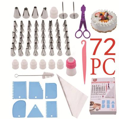 China Sustainable 72 Pcs Cake Decorating Consumables Bundle With Piping Pastry Bags Icing Spouts Spatula Couplers Decorating Scissors for sale