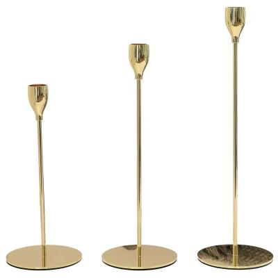 China Creative Nordic Home Wedding Party Candle Holder Candle Holder Wrought Iron Style 3Pack Kitchen Instrument Kitchen Candle Holder Golden Decoration for sale