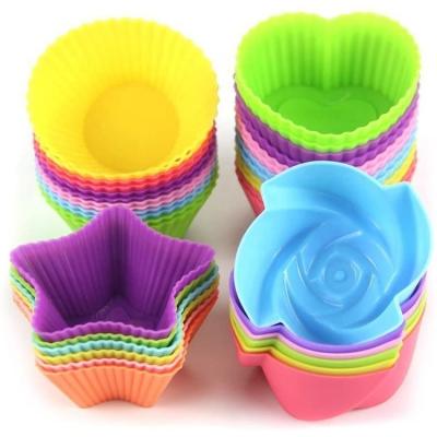 China Silicone Cupcake Cups 7cm Non-Stick Sustainable Silicone Muffin Cups and Reusable Cake Molds for sale