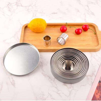 China 12Pcs/set 304 Stainless Steel Viable Round Ring Molds Set Baking Appliance Cookie Cutter Mousse Donut Cake Kitchen Tools for sale