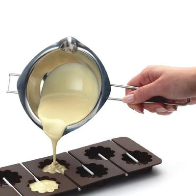 China Viable Stainless Steel Crucible Fondue Pot Double Boiler Pot With Handle For Butter Chocolate Candy Cheese Baking Tool for sale