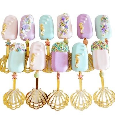 China Viable Acrylic Cake Toppers Ice Cream Sticks For Ice Creamsicle Candy Apple Seashell Mermaid Seahorse Sticks for sale