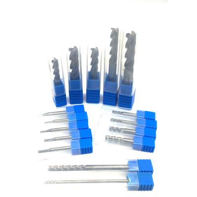 China Flat Tungsten Cobalt Alloy HRC50 3 Flute End Tungsten Steel Alloy Coated End Mills For Aluminum for sale