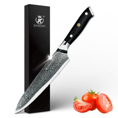 China Sustainable Kitchen King Master Chef Cooking 8 Inch Damascus Steel Razor Sharp High Carbon Steel Knife Professional for sale