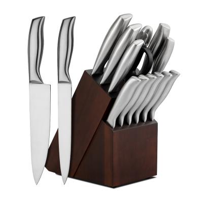 China Viable Knife Set, 14 Pieces of High Carbon Kitchen Knife Stainless Steel Set with Sharpener in Hardwood Block, Forged Hollow Handle for sale