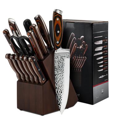 China Sustainable Kitchen King 15 Piece Forged Knife Set Wooden Handle Ergonomic Knife Set With Wooden Block Messer-Sets for sale