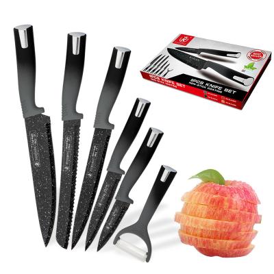 China Sustainable Kitchen King Knife Scissors Fruit Peeler 6 In 1 Knife Set Colorful Kitchen Knife Set For Family Kitchen Use for sale