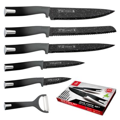 China Sustainable Kitchen King 6 Pcs Knife Set Stainless Steel With Black Box Gradiet Gray Colored Handle Chef Knife Set for sale