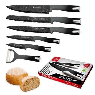 China Viable Kitchen King 6 Piece Knife Set With Gift Box Cheap Kitchen Knife Set With Gray Colored Handle for sale