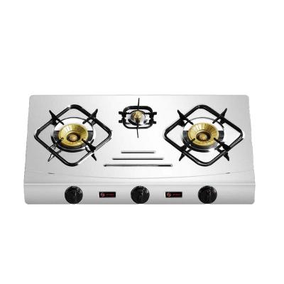 China Large Three Burner Glass Outdoor Household Cooktops Fire Safety Gas Cooktops for sale