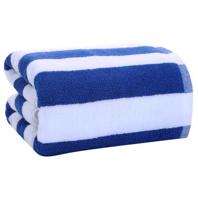 China Sustainable Custom Hotel Bath Towel Set Stripe Pool Towel 100% Cotton Hotel Beach Towel for sale