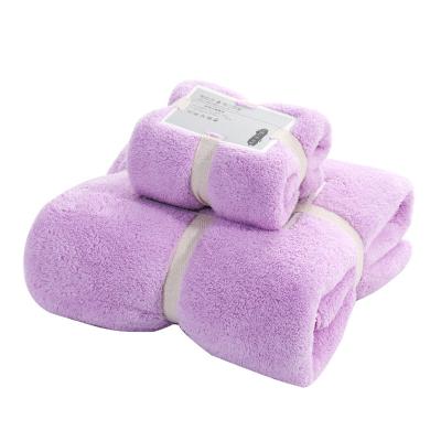 China Sustainable Customized Coral Fleece Towel Soft Bath Towel Set Absorbent Face Towel Set for sale