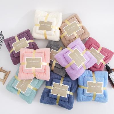 China Viable Wholesale Coral Fleece Towel Portable Bath Towel Face Towel Gift Set for sale