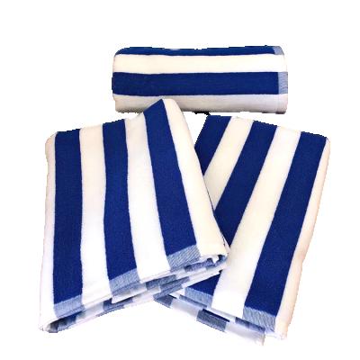 China Sustainable High Quality Blue And White Stripes Quick Drying Beach Towels For Resort Hotel for sale