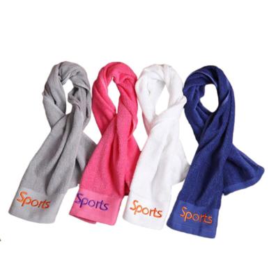 China Sustainable Super Absorbent Plain Color Custom Logo Men And Women 100% Cotton Fitness Towel For Running for sale