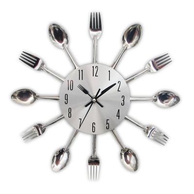 China CREATIVE Kitchen Utensil Clock-Silver-Tone Forks, Spoons, Spatulas Wall Clock Kitchen Decor, Fun Unique Gift for sale