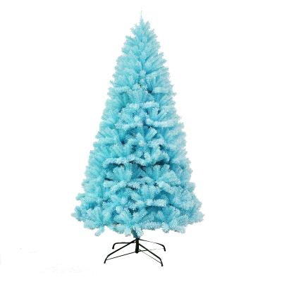 China Wholesale Customizable Eco-Friendly Size Arbol de navidad PVC Plastic Artificial Blue Christmas Tree With Metal Stand for sale