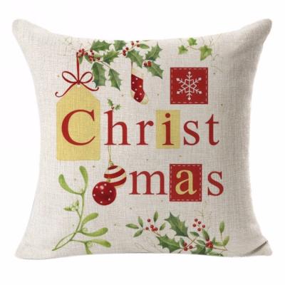 China 2020 Eco-Friendly Pillow Cover Upholstery Home Car Navidad Turnout Merry Christmas Santa Claus Cushion Canvas Cover Pillow Cover for sale