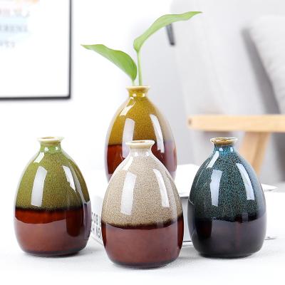 China Rustic Modern Ceramic Vase Flower Vase Home Decoration Craft Ornaments Green Plant Flower Vase for sale