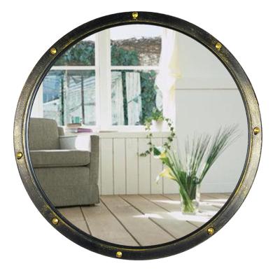 China SUGAR New Arrival Iron Wall Mirror Retro Bathroom Industrial Round Toilet Decorative Mirror for sale